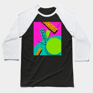 80s Tropical Fruit Geometric Design Pattern Baseball T-Shirt